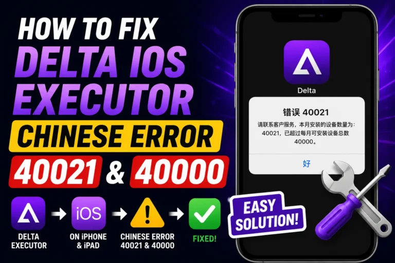 How to Fix Delta IOS Executor Chinese Error 40021 & 40000 (2026 Guide) 1 Fix Delta IOS Executor Chinese Error 40021 & 40000
